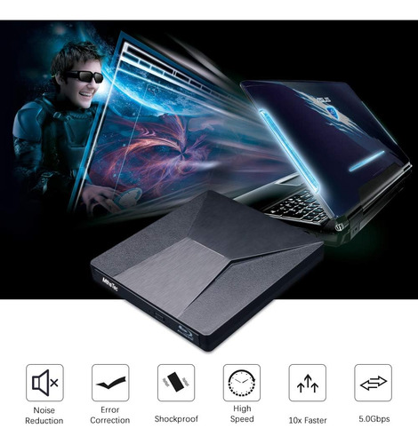 Unidad Externa De Cd Dvd Blu-ray Con Usb 3.0 Windows Y Mas