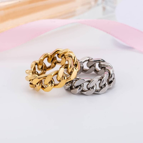 Anillo Cubano Acero Miami Hip Hop Rap Mujer Hombre Oro Plata