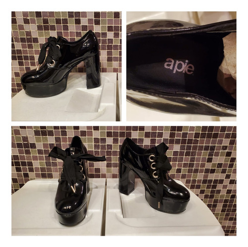 Zapatos De Cuero Vacuno Apie Negro 36 (Usado)
