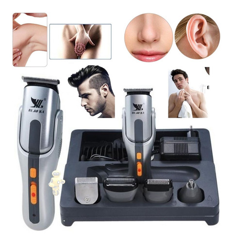 Kit Maquina Cortar Cabelo Depilador Shaver Unissex 8 Em 1