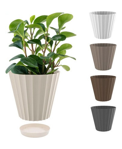 Maceta Con Plato Plastico Doric Jardin Plantas 8 L