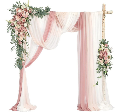 Dusty Rose Cream Arch Flowers With Drapes Kit Paquete D...