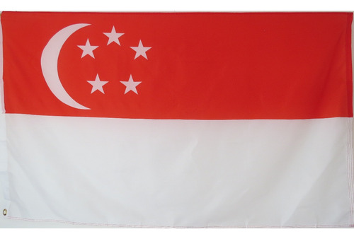 Bandera De Singapur (tamaño 90x150 Cm) Material Polyester