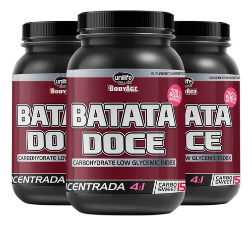 Kit 3 Batata Doce Roxa Farinha Concentrada 4:1 100% Pura