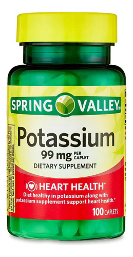 Potasio 99mg Spring Valley Potassium 100 Caps Equilibrio Ph Sabor Neutro