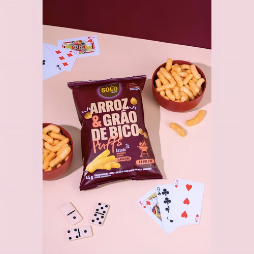 Kit 10 Unid Snack Puffs Arroz Grão Bico Barbecue Solo Snacks