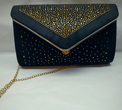 Sobre De Fiesta Cartera Fucsia Lisa Gamuzado Con Glitter En Degrade Dorado Dorado Oscuro