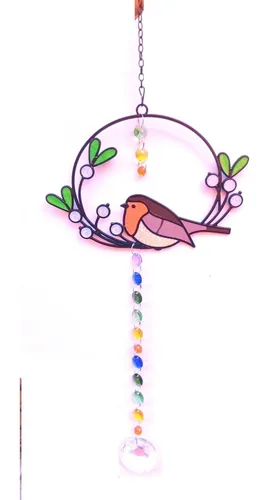 comprar Colgante Doble Faz Jardín Bebé Colibrí Esmaltado Cristales
