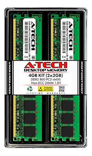 A-tech 4gb (2x2gb) Ddr2 800mhz Dimm Pc2-6400 1.8v Cl6 Actual