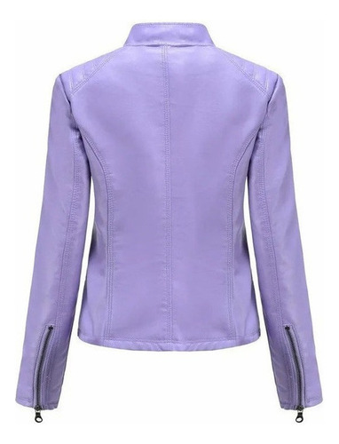 Chaqueta De Cuero Casual Para Mujer Con Cuello Alto, Abrigo
