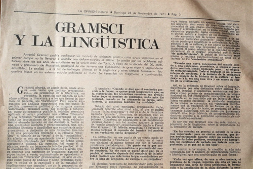 La Opinión Cultural : Grotowski - Gramsci - Gené ( 1971 ) (Usado)
