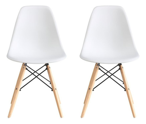 Kit X2 Silla Eames Dkr Boxbit Base En Madera Infantil 