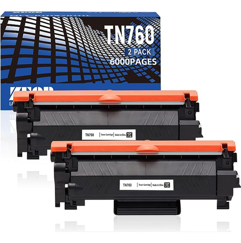 Tn760 6000 Paginas Paquete 2 Toner Repuesto Con Chip Para Tn