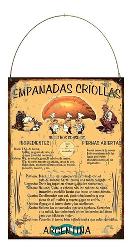 Cartel De Chapa Vintage Retro Receta Empanadas Criollas L319