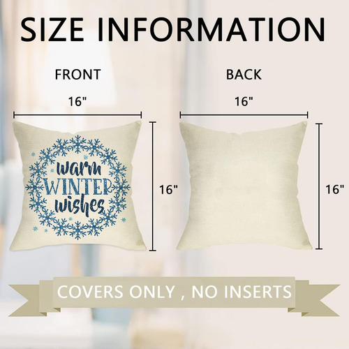 Hola Winter Warm Wishes - Juego De 4 Fundas De Almohada Deco