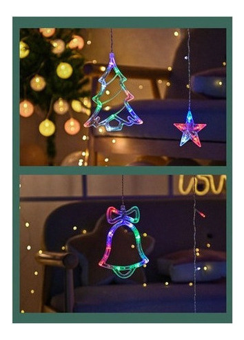 Lámpara De Cortina Con Forma De Adorno Navideño Con 138 Led