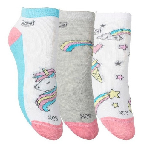 Medias Algodon Soquete Niño Niña Sox Tripack Ni293 Floresta