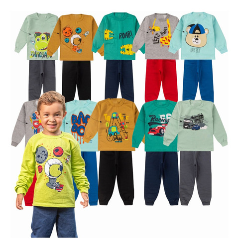 Kit 6 Peças Moletom Menino Infantil Inverno Atacado Promo