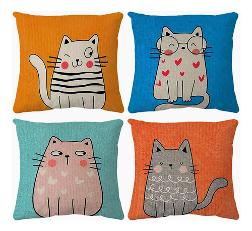 Fundas De Almohada 45 X 45 Cm Gato Mirando Fijamente