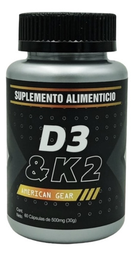 Vitamina D3 & K2 American Guear 60 Caps 500 Mg Sabor Neutro