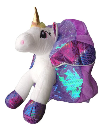 Mochila Peluche 3d Unicornios Niñas Bebés Jardín Infantil 