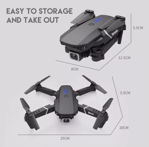 Cámara Infantil Drone E88 Para Principiantes Hd1080mp Wifi Color Negro Negro