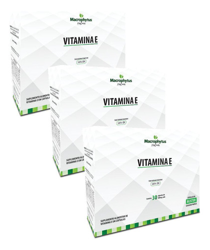 Kit 3x Vitamina E 500% Idr 400 Ui 30 Cápsulas - Macrophytus