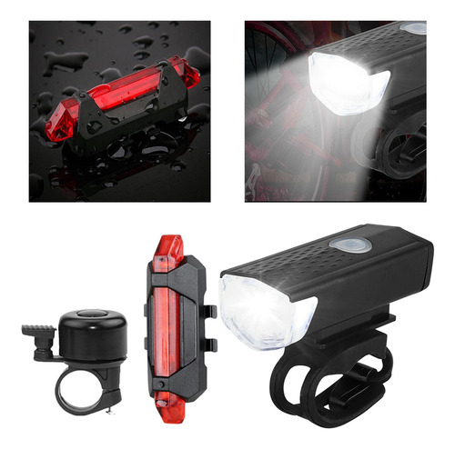 Juego De Lámparas De Bicicleta Recargables Por Usb, Luces