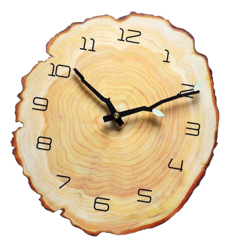 Reloj De Pared Rústico Tronco De Árbol Con Números