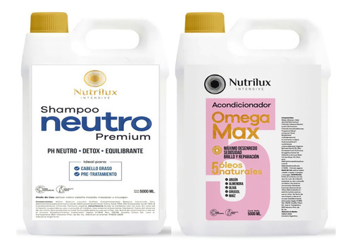 Shampoo Neutro 5 L + Crema Enjuague 5 L Luxury
