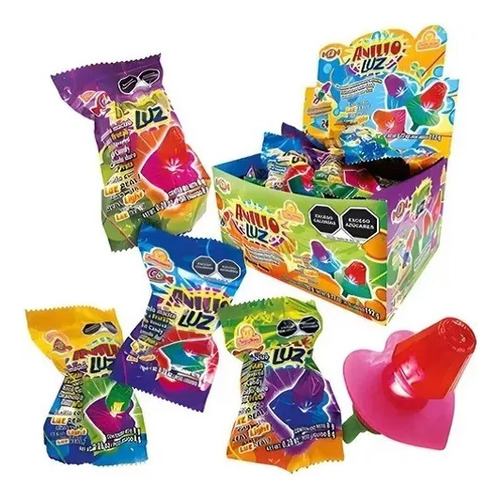 Pack 3 Anillo Luz 24 Pz C/u Caramelo Sabores Surtidos