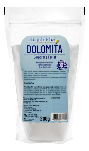 Talco Dolomita Depile Plus 200g Cuidados Com A Pele E Rosto