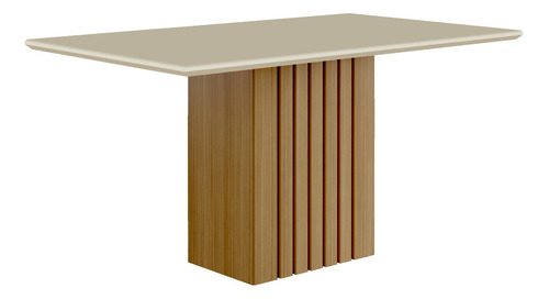 Mesa Ana Em Mdf Com Tampo De Vidro 1,30x80 - Marrom Madeira Nature/offwhite