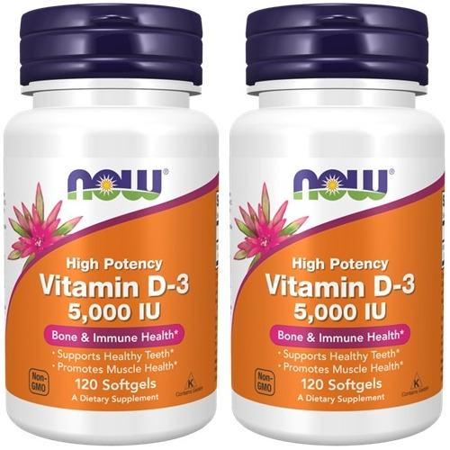 Vitamina D3 5.000 Ui 120 Cápsulas (2 Unidades) - Now Foods