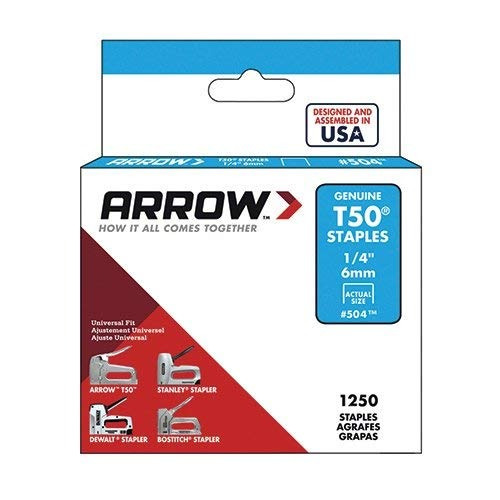 Arrow Fastener 504 T50 Genuino 1/4 Pulgadas Staples, 1250-pa