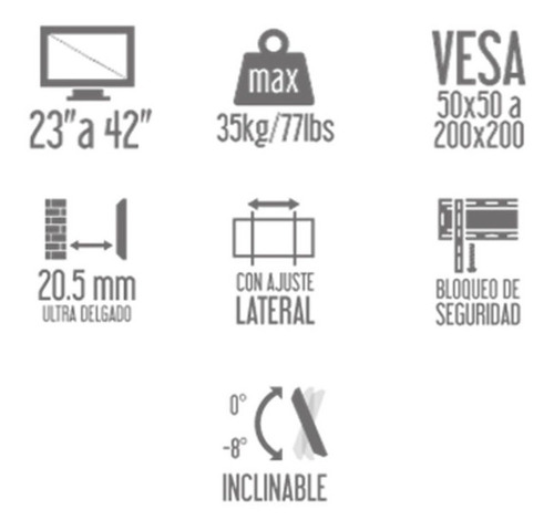 Imagen 5 de 10 de Soporte Para Tv Inclinable De 23 A 43 Pulgadas 35 Kg Dimm