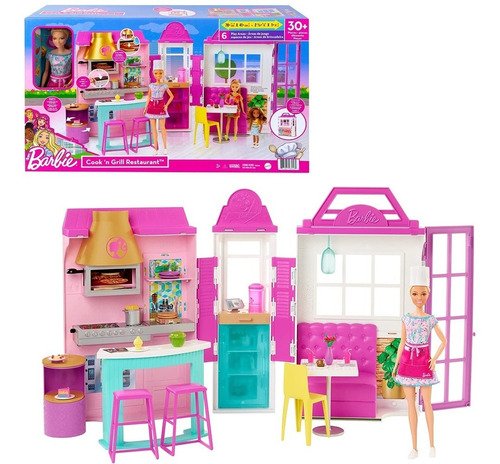 Barbie Restaurante Con Muñeca Cocina Y Accesorios - Niñas