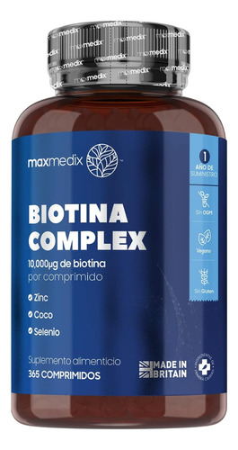 Biotina Vitamina B 7 10,000mcg / 360 Comprimidos Eu