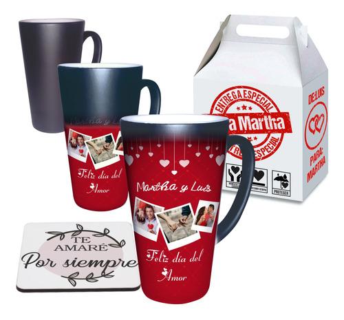 Taza Mágica Grande Personalizada Con Caja Y Portatazas 17 Oz