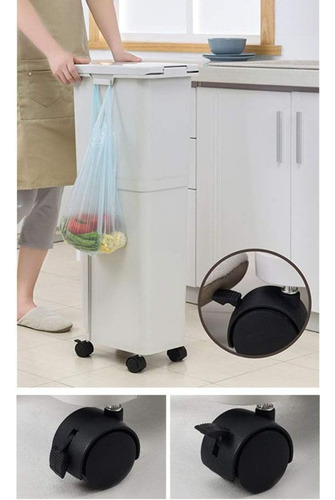Doble Bote Papelera De Basura Gran Capacidad Con Rueditas