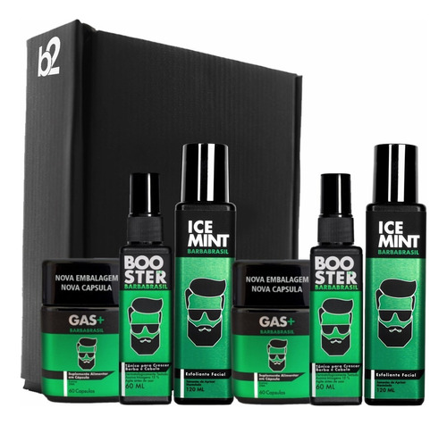 Kit Completo Crescer Barba 4 Meses -barba Brasil-booster+gas