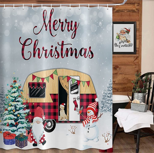 Cortina Ducha Camper Navidad Casa Rural Invierno Camping X