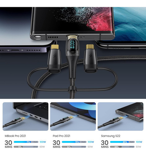 Cable De Carga Usb C A Multi, Usams 100w 4ft 5a Tipo C T...