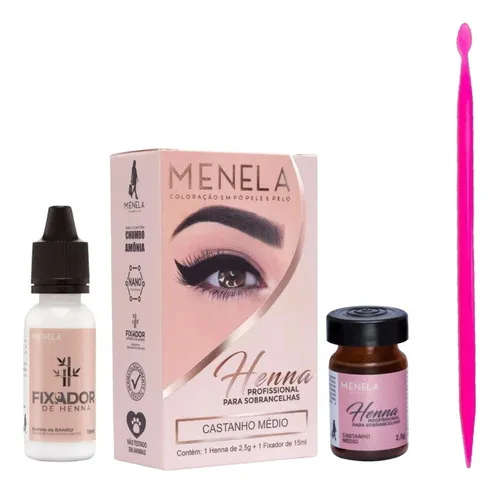 Kit mezclador de cejas y barras Menela Henna, pigmento de color marrón medio