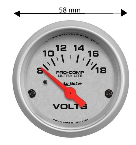Auto Meter 4391 Voltimetro 2-1 / 16 , 8-18 V, Air-core, Ult