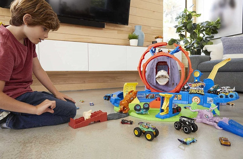 Imagen 5 de 7 de Pista Hot Wheels Pista Monster Truck Sabretooth Showdown