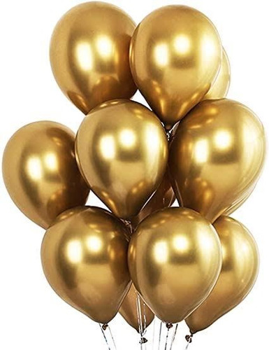 100 Globos Cromo Oro De Látex 12 Pulgadas Cromados Metálicos