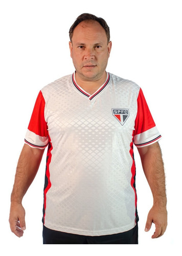 Camisa São Paulo Oficial Branca Plus Size Licenciada Dry Fit