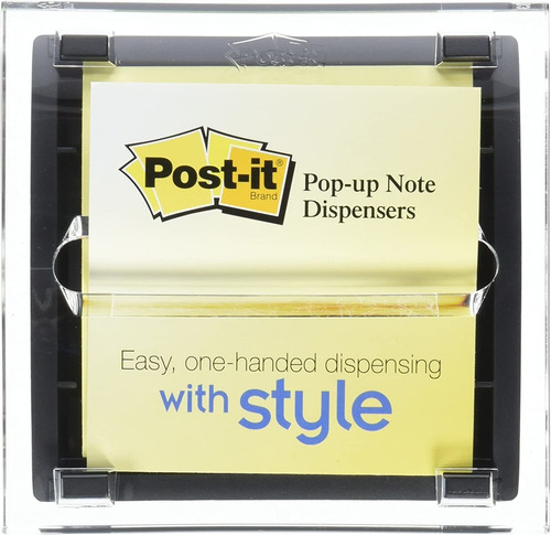 Dispensador De Notas Post-it, 3 X 3 Pulgadas, Base Negra Tra