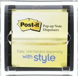 Post-it Pop-up Notes Dispenser, 3x3 In, Black Base Clear Ab
